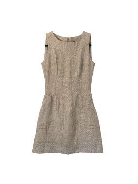 Tara Jarmon Beige Linen Blend Sleeveless Mini Dress Size 38 A-Line Pockets